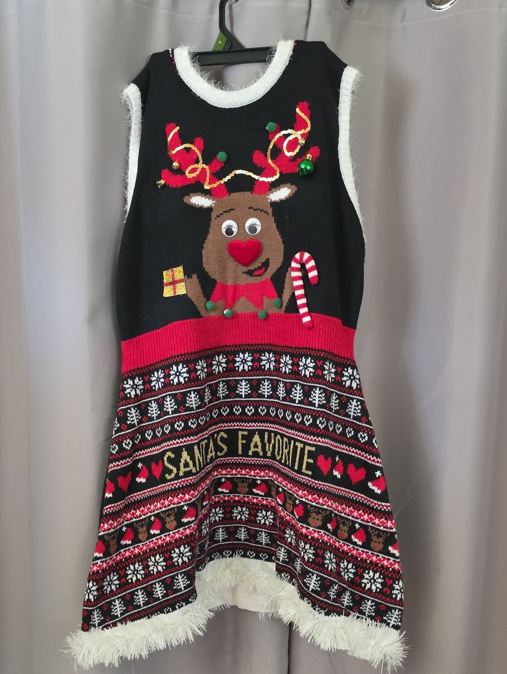 No Boundaries Black & Red Reindeer Holiday Dress